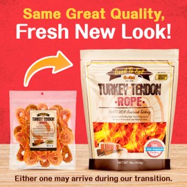 Gootoe Turkey Tendon Dog Treats – 100% USA-Sourced, Natural Snack, Premium Training Chews, Hypoallergenic, Reseal Value Bags, Sizes for Small Medium & Large Dogs, Rope (M) Jumbo Pack, 1 lb (Pack of 1)