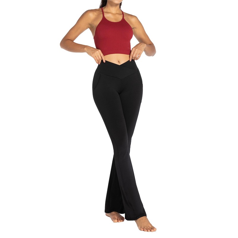 Sunzel Flare Leggings for Women with Pockets, Crossover Yoga Pants with  Tummy Control, High Waisted and Wide Leg 