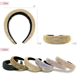 CBC Crown Bejeweled Small Rhinestones Headband for Women Sparkle Rhinestone Beaded Embellished Wide Hairbands (Gold Holographic)