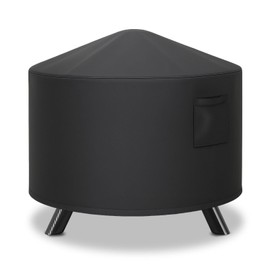 BEOTBRMI Fire Pit Cover, 34 Inch Round Fire Pit Cover for Wood Burning Fire Pits & Fire Bowl with Spark Screen, Heavy Duty Waterproof with Straps and Built-in Vents, Suit for 30-34 Inch Fire Pit