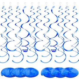 Yuxung 36 Pcs Hanging Swirl Party Decorations Plastic Streamer Swirls Spiral Party Decorations for Ceiling Birthday Wedding Baby Shower Graduation(Blue)