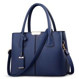 DORRISO Women Handbags Fashion Ladies Top Handle Bag Large Capacity Tote Bag Cute Ornaments Travel Leisure PU Leather Shoulder Bag Blue