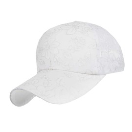 Chrome Crane CB138 Women's Hat, Cap, Flower, Floral Pattern, Sports, Casual, Stylish, Cute, white