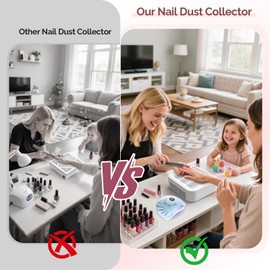 LIONVISON Nail Dust Collector for Acrylic: 120W Professional Nails Dust Collector With Reusable HEPA Filter For Home Salon Use - Portable 3 Speed Vacuum DIY Manicure For Nail Art Beginners (Age 25-45)
