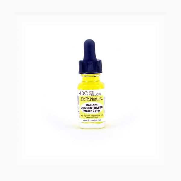 Dr. Ph. Martin's Radiant Concentrated Water Color (40C) Watercolor Bottle, 0.5 oz, Ice Yellow, 1 Bottle