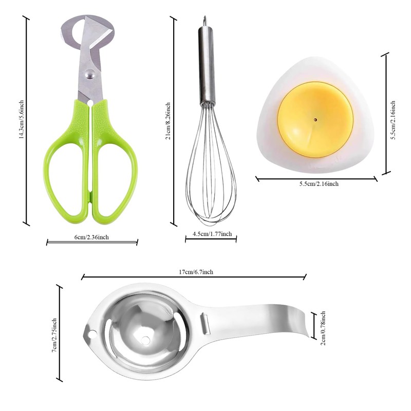 5PCS Quail Egg Scissors, Egg Yolk Separator, Stainless Steel Whisk,