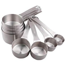 Viwehots Measuring Cups Set, 18/8 (304) Stainless Steel Measuring Cups, 8 Dry & Liquid Metric Measurement Cups, Heavy Duty Metal Kitchen Measuring Cups 1/16,1/8,1/4,1/3,1/2,2/3,3/4 &1 Cup for Baking