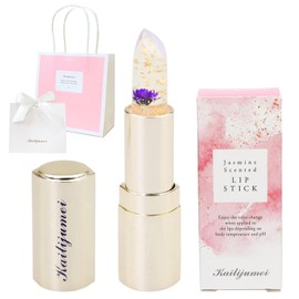 [np] [Initial Engraving] Kailijumei Flower Lip Tient Magic Color Lipstick with Gold Powder Flower Lip Balm Lipstick Jelly Lipstick (Initial: K, Purple)