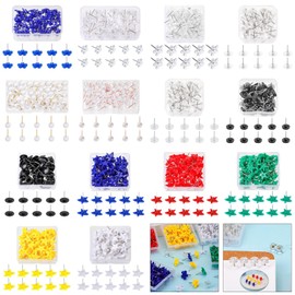 CQEAZ 50Pcs Push Pins Cork Notice Board Thumb Tacks Drawing Pins Flower Star Gear Flat Head Pushpin for Office Bulletin Board Push Pin