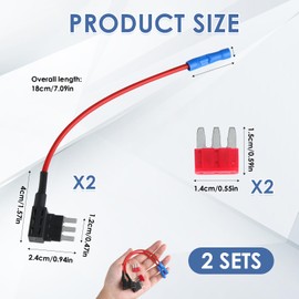 Micro3 Fuse Tap Add-a-Circuit Adapter Kit, 2 Pack 12V Blade Fuse Holder with 2 10A Fuses for Auto Electrical Accessories, Underbody Lights, Dash Cams