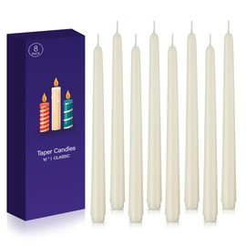 Ivory 10-inch Set of 8 Cone-Shaped Candles, Perfect for Dinner - Smoke-Free and odorless Cone-Shaped Candles Burn for a Long time