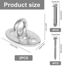 BOUFEIDA Pack of 2 Ceiling Hooks, Heavy Duty, Swing Hooks, 304 Stainless Steel Ceiling Hooks, Heavy Duty Ultra Strong, Heavy Duty Hooks, Hanging Swing Hooks for Yoga Training Strap, Hammock Hanging,