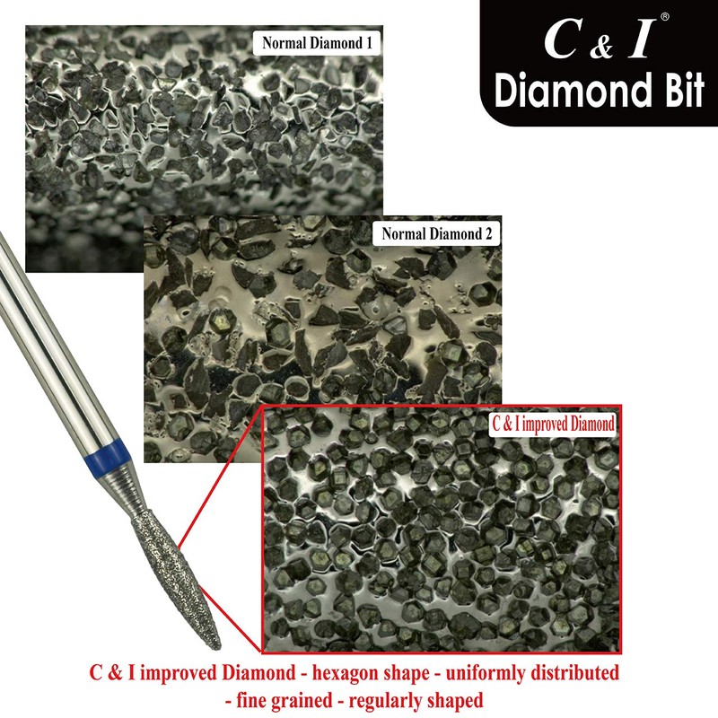C & I Diamond Nail Drill Bit Flame Shape E-File