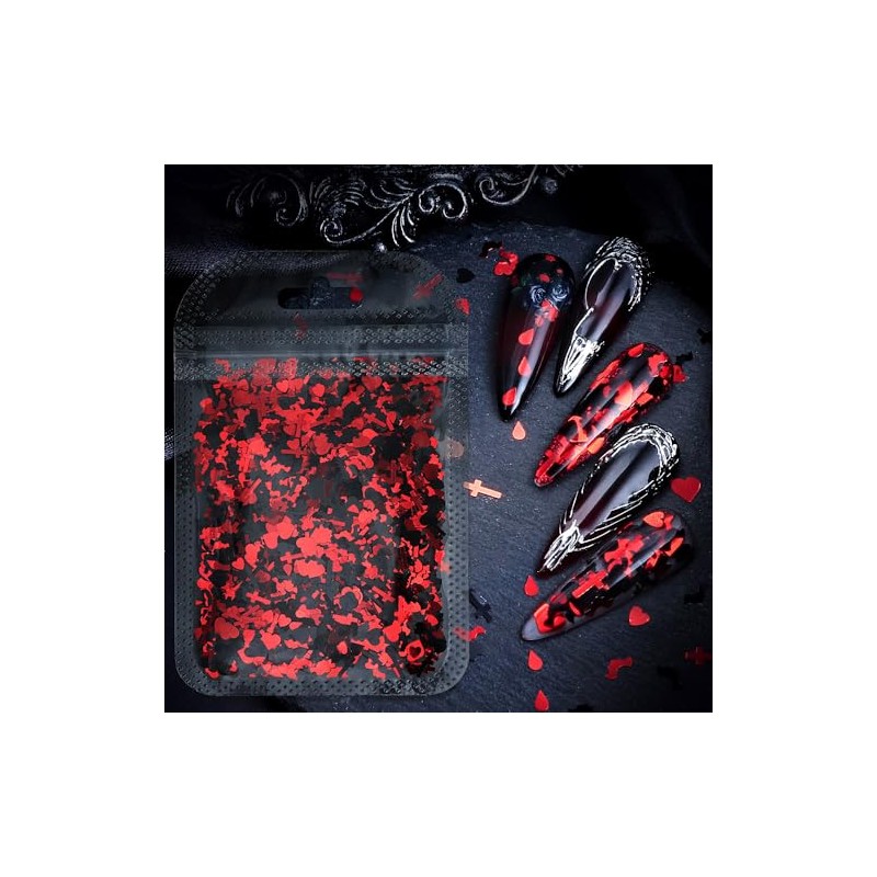 Halloween Vampire Nail Art Glitter Blood Cross Nail Sequins Decoration