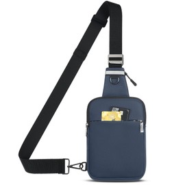 VADOO Mini Sling Bag, Small Crossbody Bag with RFID Blocking for Women and Men, Lightweight Chest Phone Bag for Travel Casual, Blue 2.0