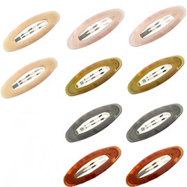 Large Oval Shape Hair Clips for Women, 3.2-inch Metal Resin Hair Barrettes, 10Pc Cute and Fun Hair Barrettes, Simple Cutout Design, Suitable for Women and Girls