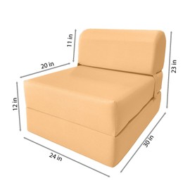 Danfuton Sleeper Chair Folding Foam Bed, Convertible Cushion Mattress 6 x 24x70 Peach
