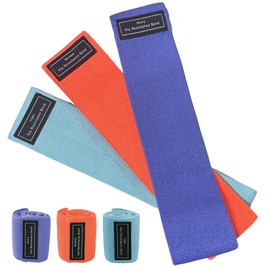 Houselog Resistance Bands Sets Portable Exercise Loops for Legs and Hip 3 Resistance Level Workout Weight Bands with Non-Slip Design Workout Flexbands for Home Gym Office Yoga Pilates(Orange-Blue)