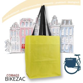 BikeZac Cobags 2.0 Bicycle Bag, Clip-On Shopping Bag, Bicycle Shopping Bag, Pannier Rack Bag, Shopping Trolley Bag, Reusable, Yellow Simply Mustard