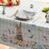 Horaldaily Easter Tablecloth 60x120 Inch, Spring Flower Buffalo Plaid Bunny
