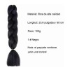 2 Pzs Extensiones De Trenzas Africanas Kanekalon Color 1#-Negro