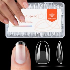 modelones Puntas Cortas Ovaladas para Uñas, Preformadas, Redondas, de Cubierta Completa, Uñas Postizas, Gel Suave, Acrílico, Extensión de Uñas, Gel Fa