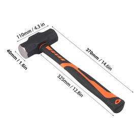 2 Packs 3lb Sledgehammer with 13 Inch long Fiberglass Handle, Drilling/Crack Hammer, No-Slip Cushion Grip, and Forged Steel Construction,(3-Pound Sledge), by GENHAKON