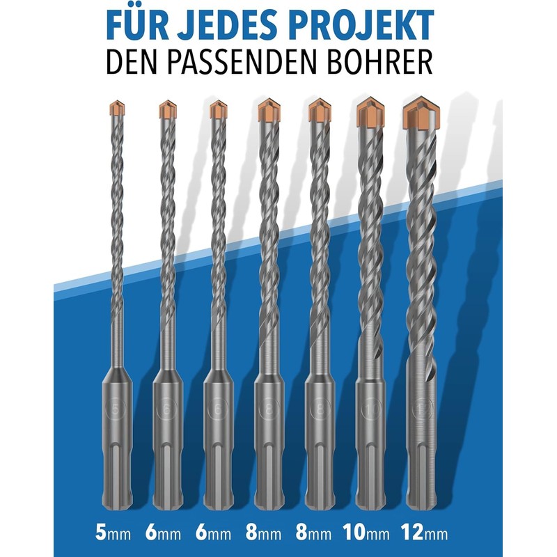 STONE REEF Concrete Auger Drill Bit Set, Professional, 7-Piece, Including