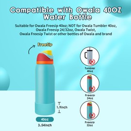 BKBY 2PCS Silicone Water Bottle Boot, Compatible with Owala 24oz 32oz 40oz, Protective Anti-Scratch & Anti-Dent No Noise Sleeve Cover Compatible with FreeSip/Twist/Flip Stainless Steel Water Bottles