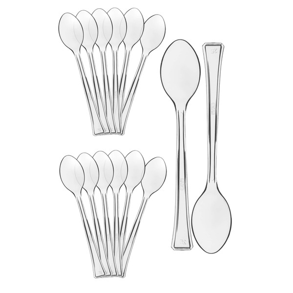 Exquisite Clear Plastic Mini Spoons, Premium Quality Disposable Tasting Spoons, Heavy Duty Plastic Dessert Spoons - 96 Count