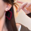 Aneneiceera Vintage Red Velvet Hoop Earrings Dark Burgundy Square Earrings
