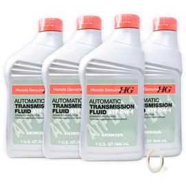 Honda Genuine ATF DW-1 Automatic Transmission Fluid (4 Quarts) + 18 mm Drain Plug Washer (90471-PX4-000)