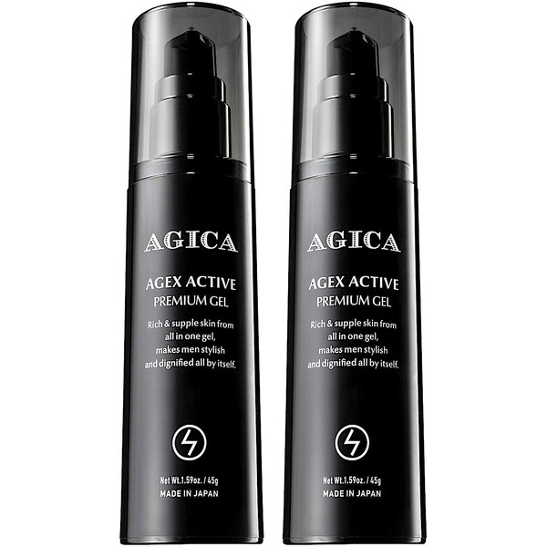 AGICA Men's All-in-One Gel Set of 2, Adult Acne, Rough Skin, Stains, Dullness, Aging Care, For Men, Skin Care, Quasi-Drug, Made in Japan, 1.6 oz (45 g) AGEX Active Premium Gel