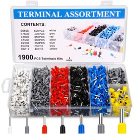 Wire End Ferrules Set 1900 Pieces, Wire End Ferrules Assortment 0.5-6 mm², Insulated Wire Ferrules Cable Sleeves Assortment, Insulation Sleeve Set, Wire End Ferrules Set for Wire Clamps and Ferrules