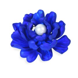 YYBONNIE Elegant Crystal Blooming Rose Flower Brooch Lapel Pin Breastpin for Women Birdal Cardigan Hat Scarf Suit Sweater Floral Pins (Blue Pearl Peony Flower)