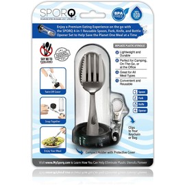SPORQ Stainless Steel Portable Reusable Travel Utensils, Spoon Fork and Knife