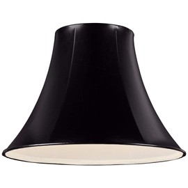Black Faux Leatherette Natural Cottage Large Bell Lamp Shade 7" Top x 16" Bottom x 12" Slant x 11.5" High (Spider) Replacement with Harp and Finial - Springcrest