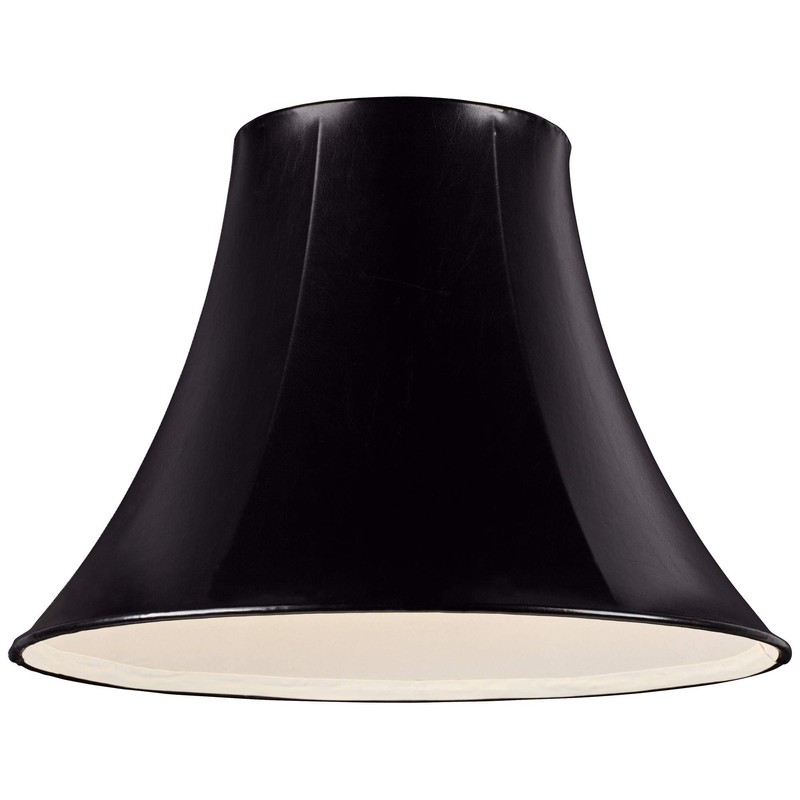 Black Faux Leatherette Natural Cottage Large Bell Lamp Shade 7"