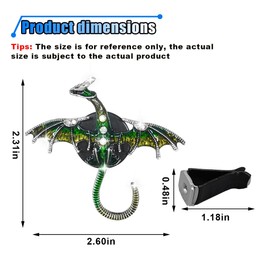 3PCS Bling Dragon Wyvern Car Dashboard Air Vent Trim Clips, Crystal Rhinestone Enamel Dragon Car Diffuser Air Fresheners Outlet Clip, Car Interior Decoration Charm Accessories for Women (Green)