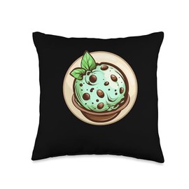 Mint Chocolate Chip Ice Cream Round Logo Throw Pillow