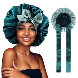 LADES Satin Bonnet for Sleeping, Silk Bonnet Hair Wrap Bonnet for Sleeping Women Double Layer Large with Tie Band Night Cap Gifts