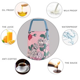 DILLMAN 2 Pack Floral Aprons with Pocket Blooming Womens Waterproof Adjustable Cooking Aprons Kitchen Gardening Salon (2pack #F)