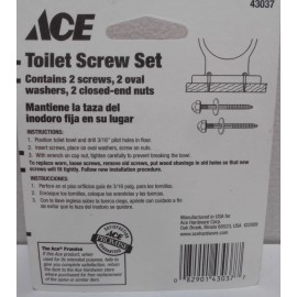Ace Lot of 3 Kits Toilet Screw Set Mounting Bowl to Floor Mount 1/4" x 2 1/2" 43037