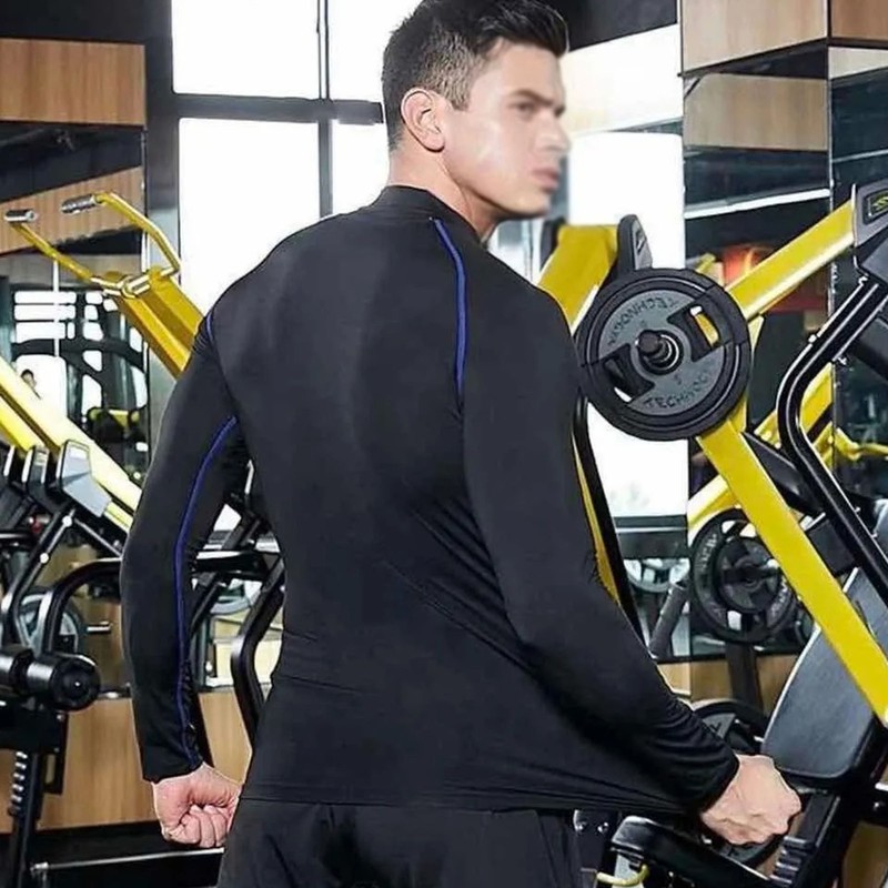 Men's High Elastic Compression Shirts Long Sleeves Sports Top for