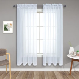 Pitalk 72 Inch Length White Sheer Curtains Set of 2 Panels Rod Pocket White Voile Window Curtains for Bedroom Living Room 52x72 Inches Long