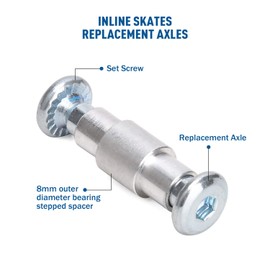 TOBWOLF 30PCS Inline Skate Replacement Shaft, Aluminum Alloy Skate Wheel Bearing Stepped Spacer, Roller Skate Replacement Accessories with Axle & Axles Screws & Wrench