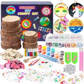 WOWOSS Arts and Crafts Kits, Wood Painting Crafts for Kids Ages 4-8 and 8-12, Diamond Art Kits for Boys & Girls, Wooden Crafts Birthday Party Gifts, Craft Supplies for Ages 4 5 6 7 8 9 10 11 12