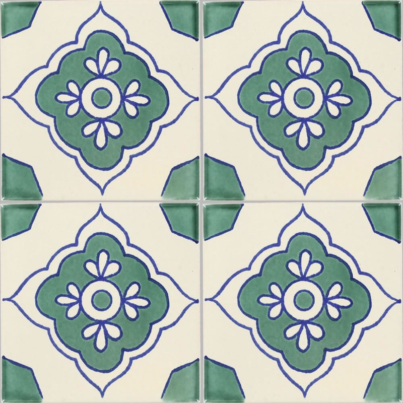 Box of 9-4¼ x 4¼ Green Toledo 2 - Talavera