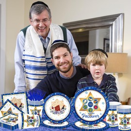 100Pcs Passover Tableware Set-Happy Passover Party Supplies