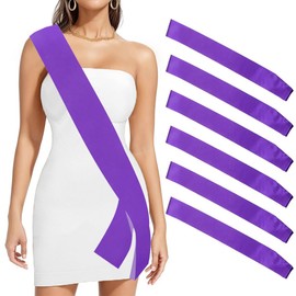 6 PCS Blank Plain Satin Sash Purple DIY Plain Pageant Sash Soft Beauty Pageant Sashes for Party Decorations Birthday Wedding Graduation